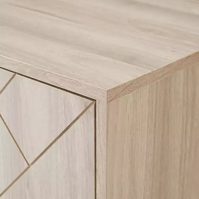 Discount Kirklands Home Birch Wood Herringbone 4-Door TV Sd Tan