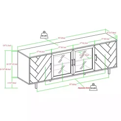 Discount Kirklands Home Birch Wood Herringbone 4-Door TV Sd Tan