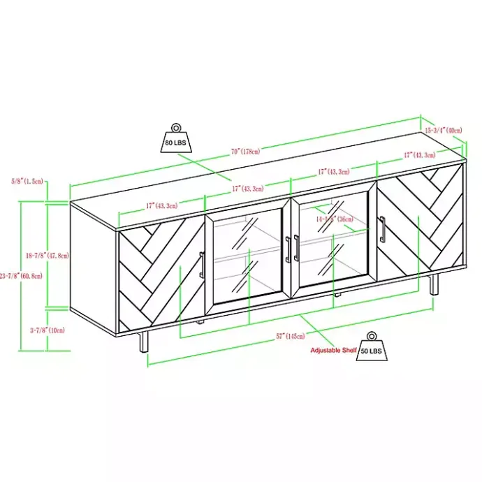 Discount Kirklands Home Birch Wood Herringbone 4-Door TV Sd Tan
