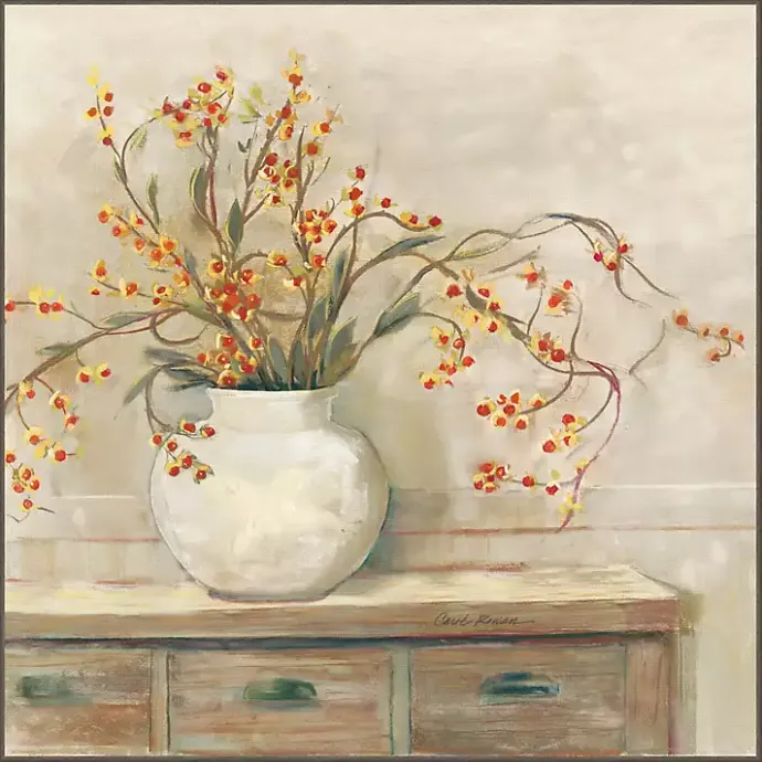 Discount Kirklands Home Bittersweet Bouquet Framed Canvas Art Print Tan