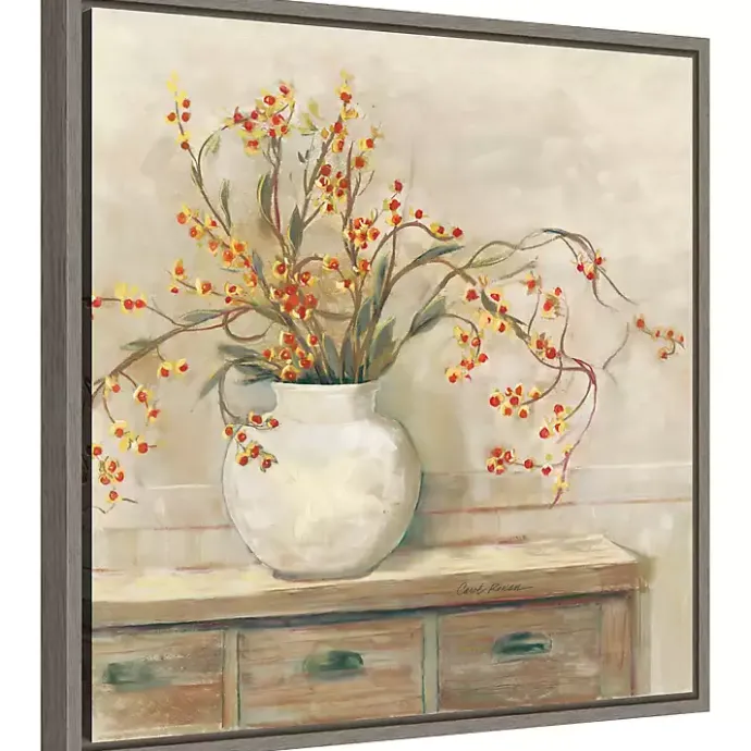 Discount Kirklands Home Bittersweet Bouquet Framed Canvas Art Print Tan