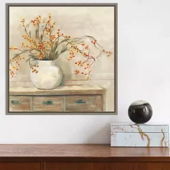 Discount Kirklands Home Bittersweet Bouquet Framed Canvas Art Print Tan