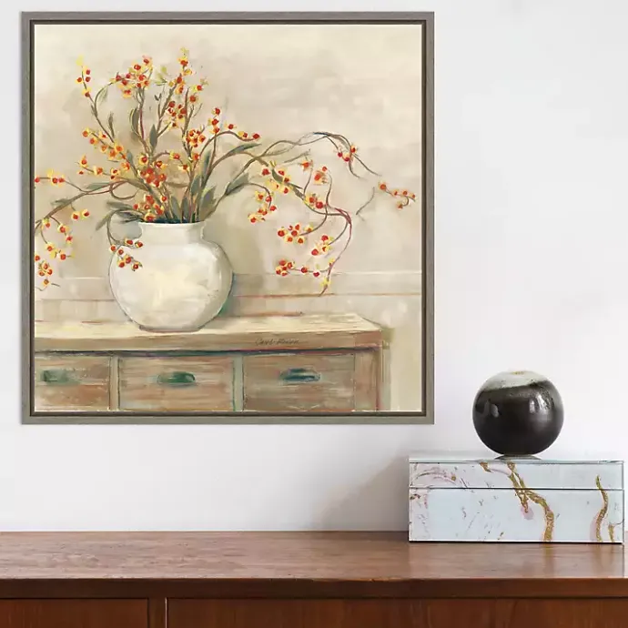 Discount Kirklands Home Bittersweet Bouquet Framed Canvas Art Print Tan