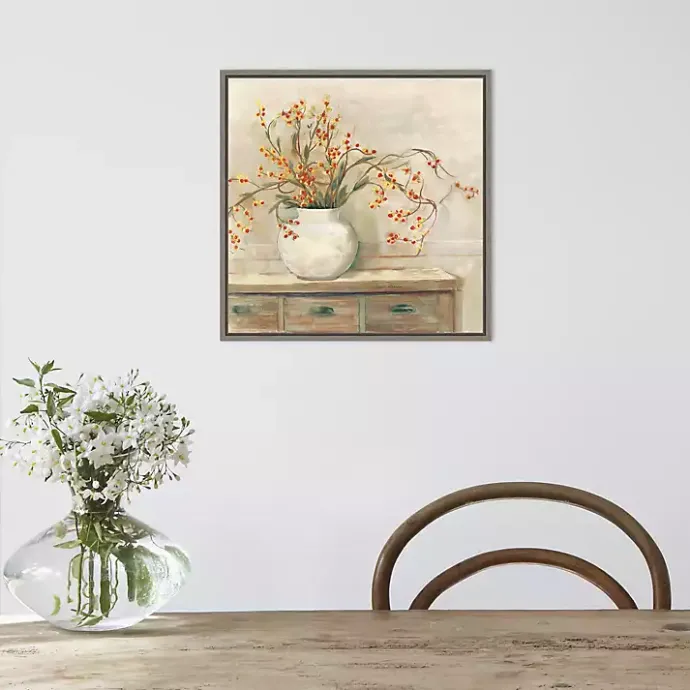 Discount Kirklands Home Bittersweet Bouquet Framed Canvas Art Print Tan