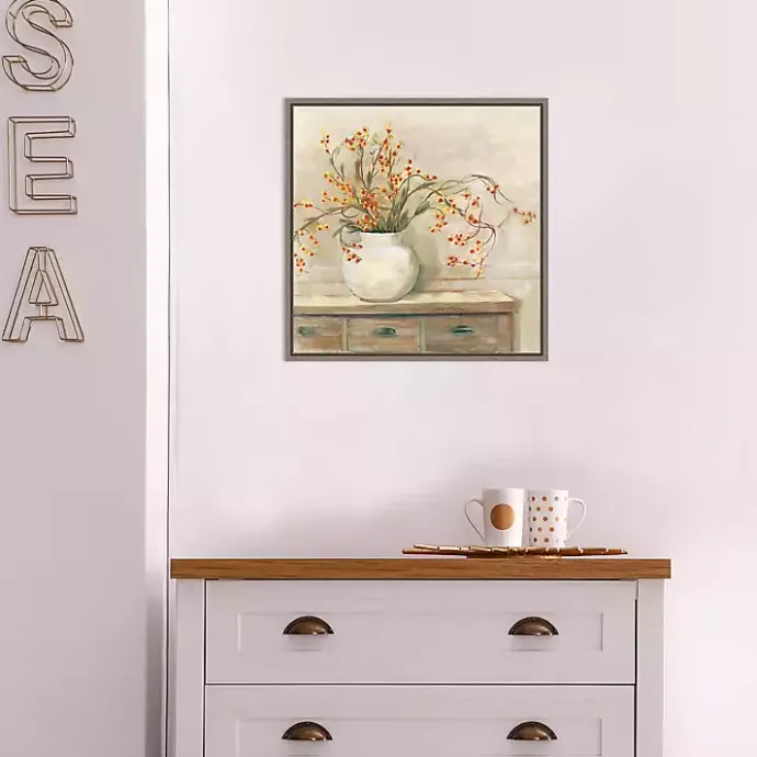 Discount Kirklands Home Bittersweet Bouquet Framed Canvas Art Print Tan