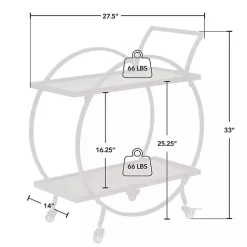 Clearance Kirklands Home & Brown Wood 2-Tier Odessa Bar Cart Black