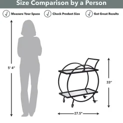 Clearance Kirklands Home & Brown Wood 2-Tier Odessa Bar Cart Black