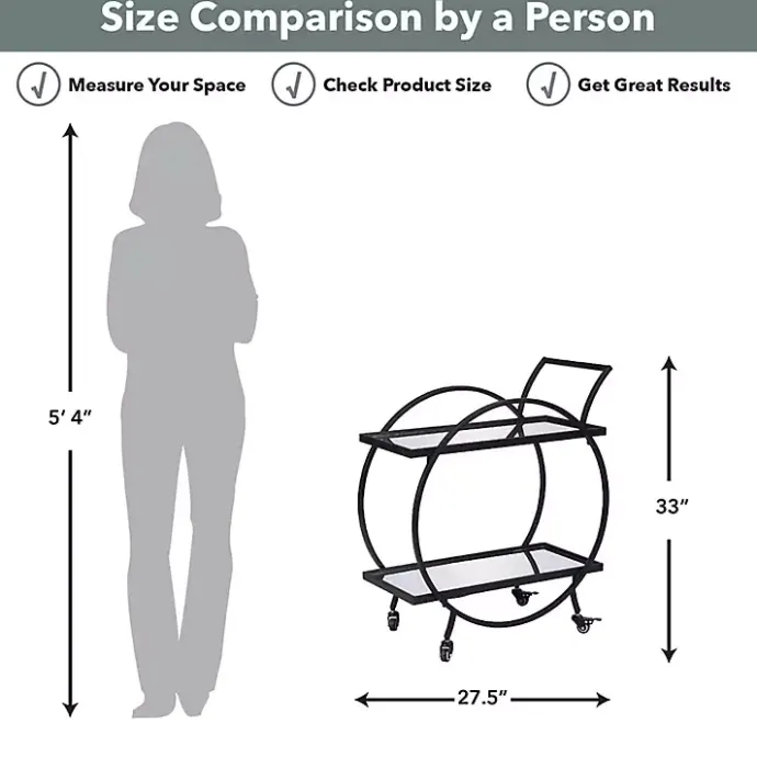 Clearance Kirklands Home & Brown Wood 2-Tier Odessa Bar Cart Black