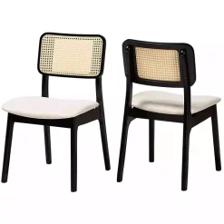 Kirklands Home Black & Cream Modern Dining Chairs, Set of 2 White