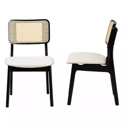 Kirklands Home Black & Cream Modern Dining Chairs, Set of 2 White