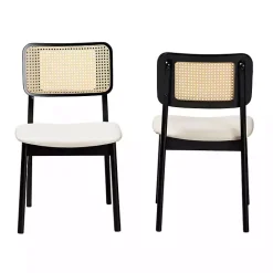 Kirklands Home Black & Cream Modern Dining Chairs, Set of 2 White