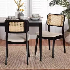 Kirklands Home Black & Cream Modern Dining Chairs, Set of 2 White