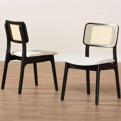 Kirklands Home Black & Cream Modern Dining Chairs, Set of 2 White