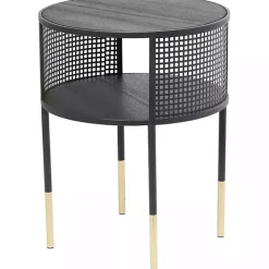 Kirklands Home & Gold Metal Mesh Round Accent Table Black