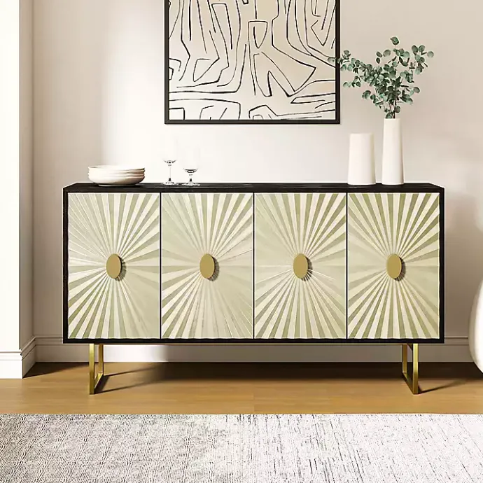 Discount Kirklands Home Black & Ivory Sunburst 4-Door Sideboard