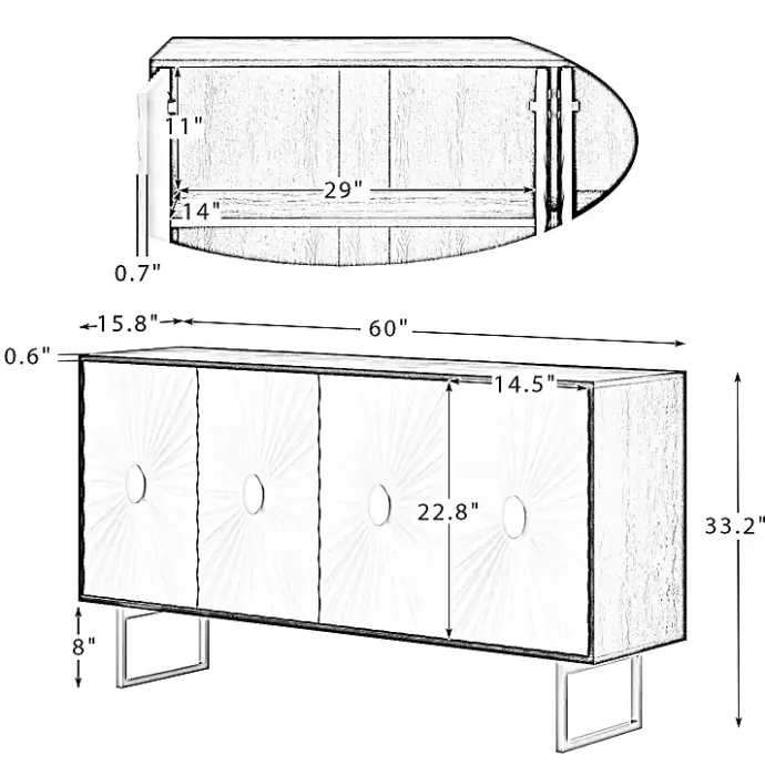 Discount Kirklands Home Black & Ivory Sunburst 4-Door Sideboard
