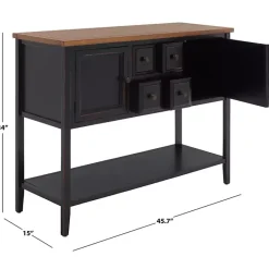 Clearance Kirklands Home & Oak 4-Drawer Charlotte Sideboard Black