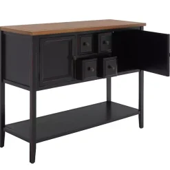 Clearance Kirklands Home & Oak 4-Drawer Charlotte Sideboard Black