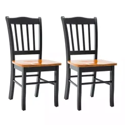 Hot Kirklands Home Black & Oak Wood Shaker Dining Chairs, Set of 2 Brown