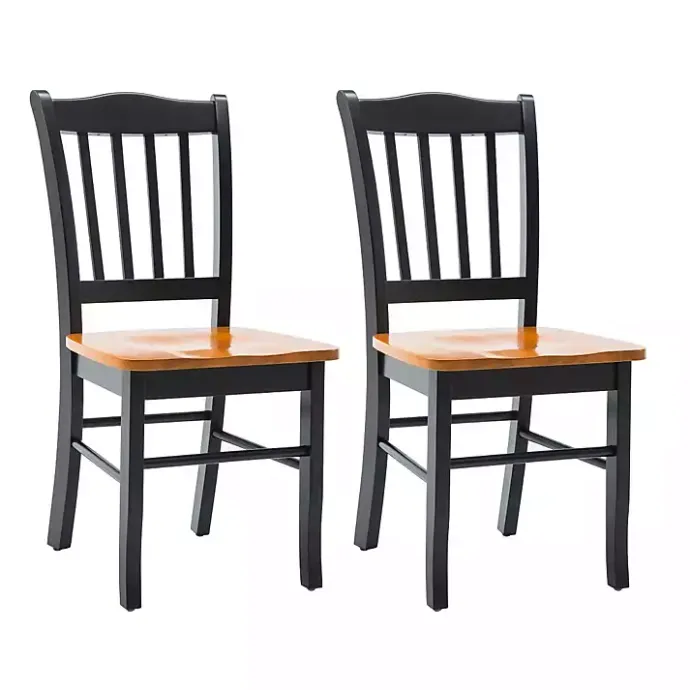 Hot Kirklands Home Black & Oak Wood Shaker Dining Chairs, Set of 2 Brown