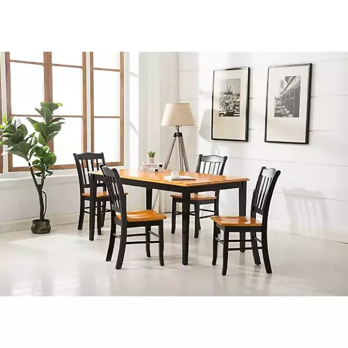 Hot Kirklands Home Black & Oak Wood Shaker Dining Chairs, Set of 2 Brown