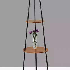 Outlet Kirklands Home & Walnut Shelves Savannah Floor Lamp Black