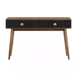Outlet Kirklands Home & Walnut Soft-Close Wood Console Table Black