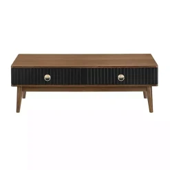 Sale Kirklands Home & Walnut Soft-Close Wood Coffee Table Black