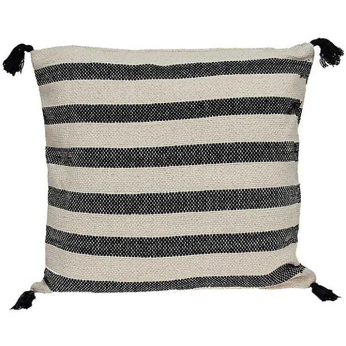 Kirklands Home Black & White Bungalow Stripe Throw Pillow