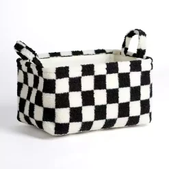 Online Kirklands Home & White Checkered Sherpa Bin Black