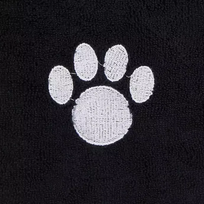 Kirklands Home Black & White Embroidered Paw Pet Towels, Set of 3