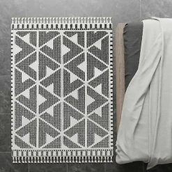 Sale Kirklands Home & White Geometric Shag Area Rug, 8x10 Black