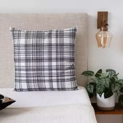 Hot Kirklands Home Black & White Handwoven Plaid Throw Pillow