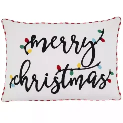 Online Kirklands Home Black & White Merry Christmas Bulbs Lumbar Pillow