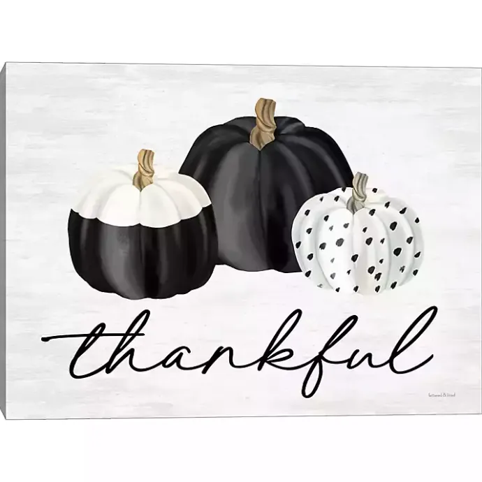 Outlet Kirklands Home Black & White Pumpkins Thankful Canvas Art Print
