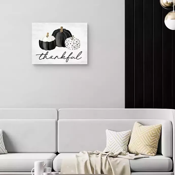 Outlet Kirklands Home Black & White Pumpkins Thankful Canvas Art Print