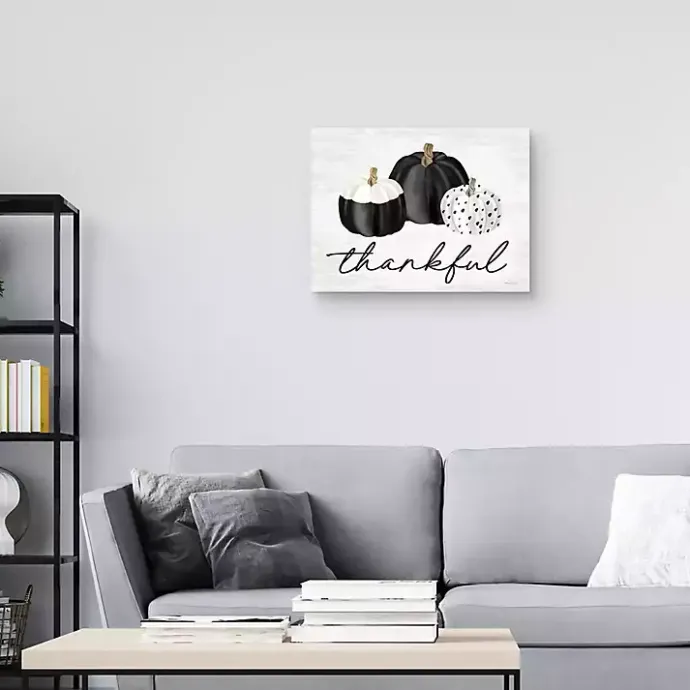 Outlet Kirklands Home Black & White Pumpkins Thankful Canvas Art Print