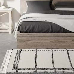 Best Kirklands Home & White Striped Block Border Area Rug, 8x10 Black