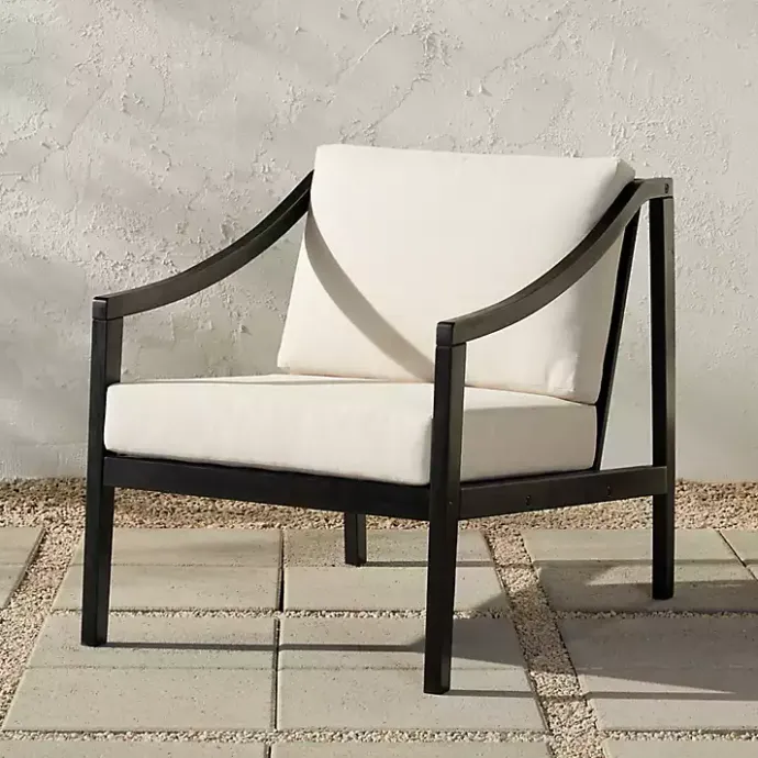 Discount Kirklands Home Black Acacia Wood Outdoor Club Chair