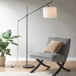Clearance Kirklands Home Black Adjustable Arm Modern Floor Lamp White
