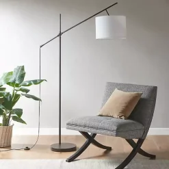 Clearance Kirklands Home Black Adjustable Arm Modern Floor Lamp White