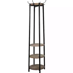Outlet Kirklands Home Black and Brown Wood and Metal Shelf Coat Rack