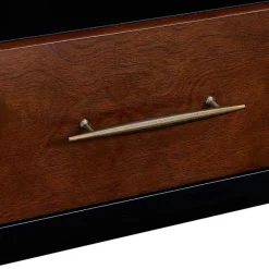 Best Kirklands Home Black and Wood 2-Door Media Cabinet Brown