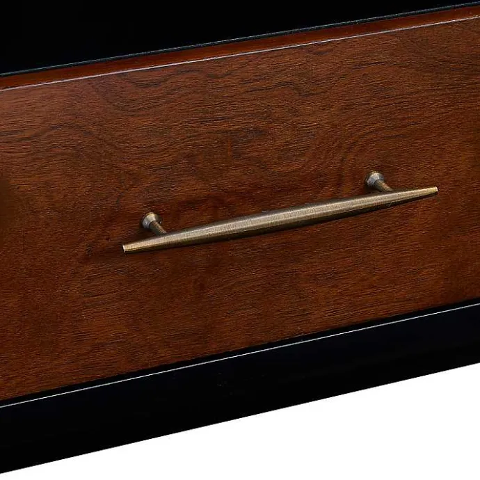 Best Kirklands Home Black and Wood 2-Door Media Cabinet Brown