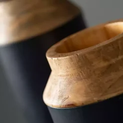 New Kirklands Home Black and Brown Wood Vases, Set of 2