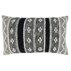 Outlet Kirklands Home and Cream Woven Pattern Lumbar Pillow Black