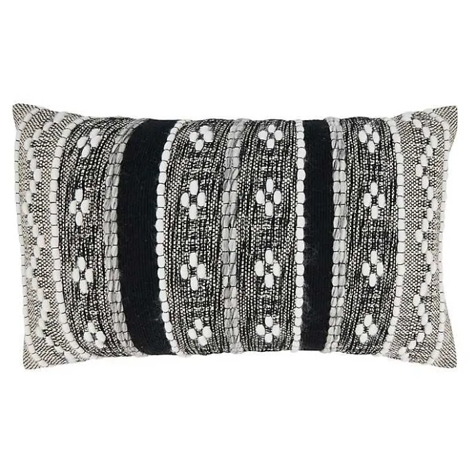 Outlet Kirklands Home and Cream Woven Pattern Lumbar Pillow Black