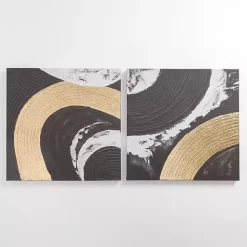 Outlet Kirklands Home Black and Gold Curves Canvas Art Prints, Set of 2