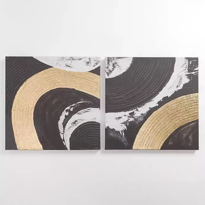 Outlet Kirklands Home Black and Gold Curves Canvas Art Prints, Set of 2
