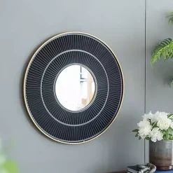 Sale Kirklands Home and Gold Double Ribbed Wall Mirror Black